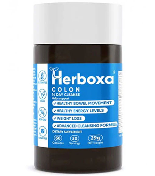 Herboxa Colon Cleanse 60 capsules with fiber and probiotic blend for gentle cleanse