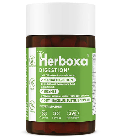 Herboxa Digestion capsules 60 count with ginger, fennel, and fiber blend