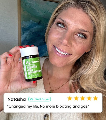 Herboxa Digestion product review: "Changed my life. No more bloating and gas"