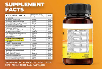 Herboxa Vegan Multivitamins supplement facts label